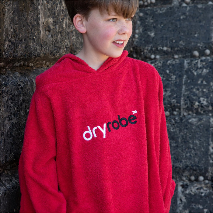 2024 Dryrobe Junior Ekologisk Bomull Huva Handduksbyte Robe V3 V3OCT - Red